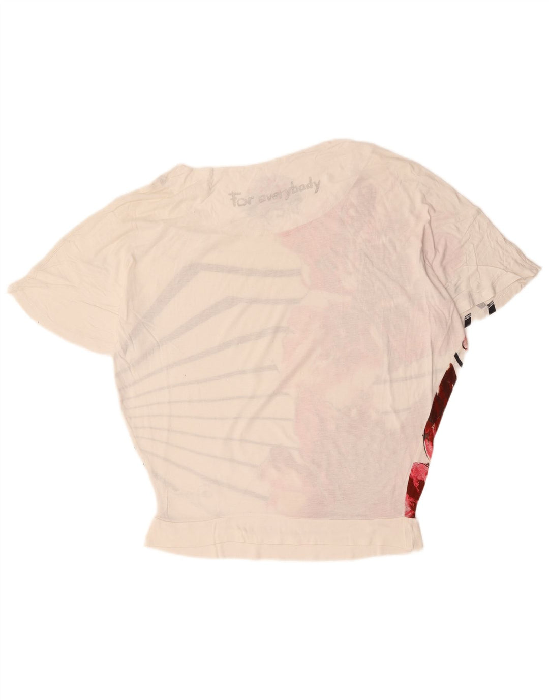 DESIGUAL Ženska majica kratkih rukava s grafičkim motivima UK 16 Veliki bijeli cvjetni pamuk