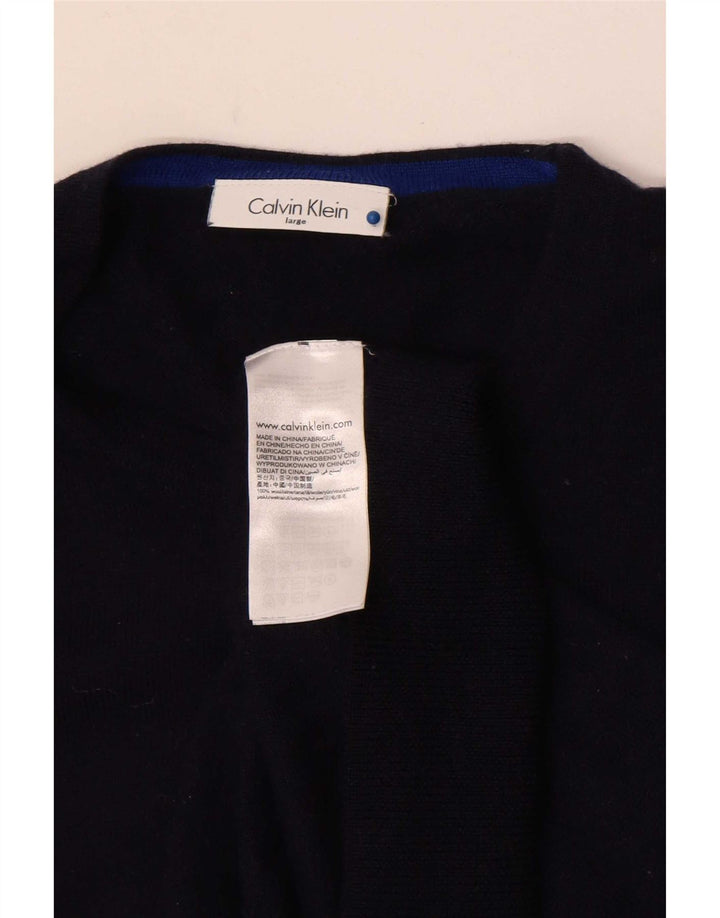 Calvin Klein muški džemper s okruglim izrezom Veliki tamnoplavi vuneni pulover