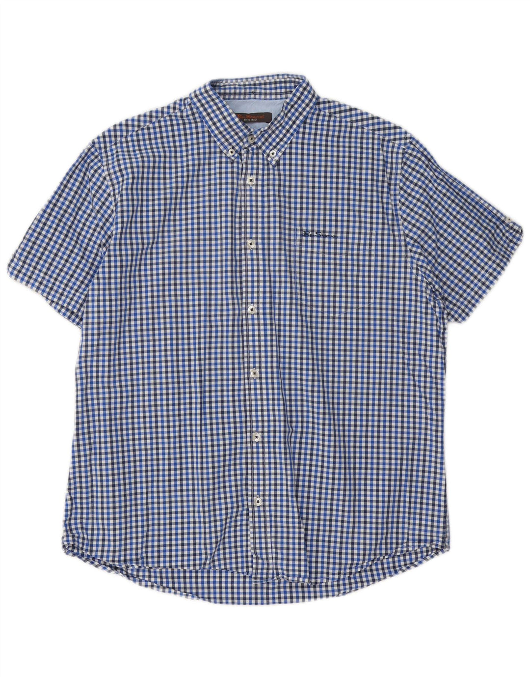 Ben Sherman muška majica kratkih rukava XL plavi pamuk od ginghama