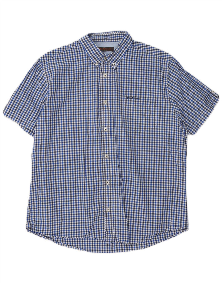 Ben Sherman muška majica kratkih rukava XL plavi pamuk od ginghama