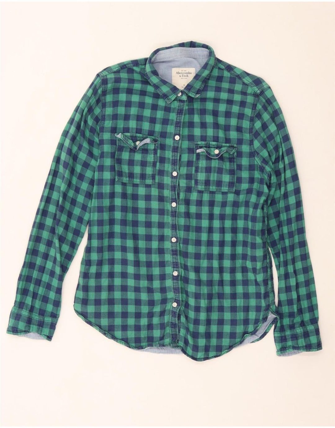 ABERCROMBIE & FITCH Ženska košulja UK 14 srednje tirkizno karirani pamuk