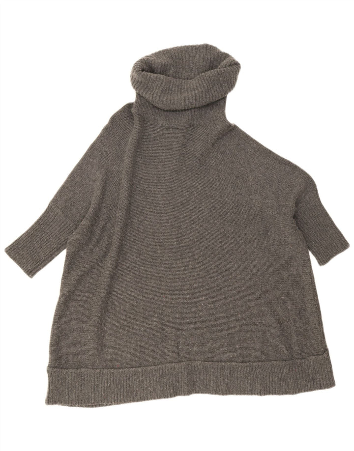 Jaeger ženski pulover s dugim izrezom i velikim ovratnikom UK 10 Small Gray