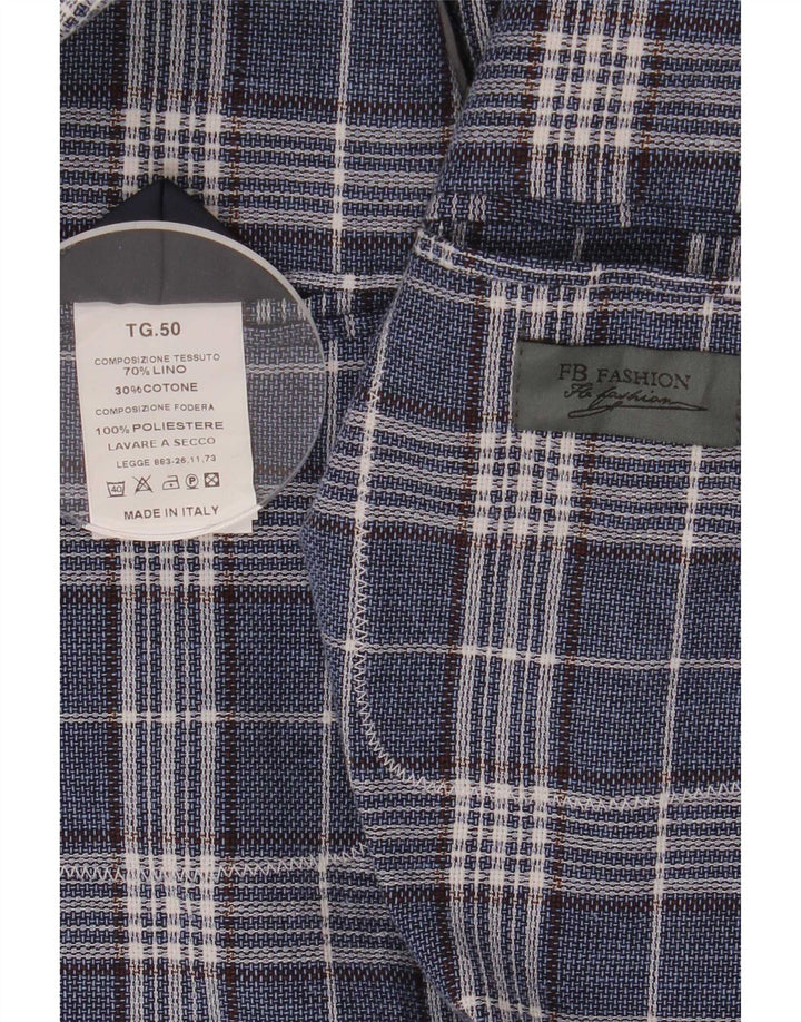 Vintage muška jakna s 2 gumba IT 50 Large Blue Check Linen