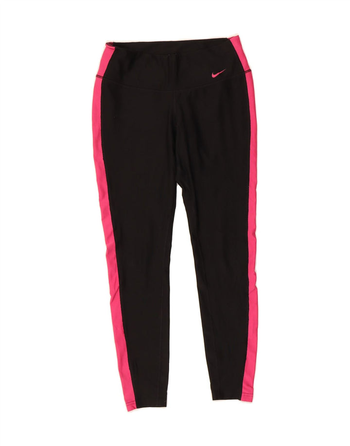 NIKE Womens Dri Fit Leggings UK 10 Small  Black Colourblock Polyester Vintage Nike and Second-Hand Nike from Messina Hembry 