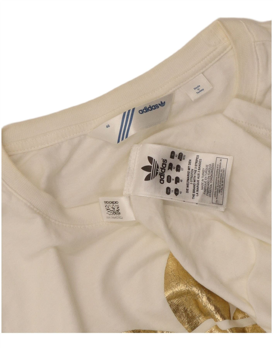 Ženska majica kratkih rukava Adidas s grafičkim motivima UK 14 Srednje bijeli pamuk