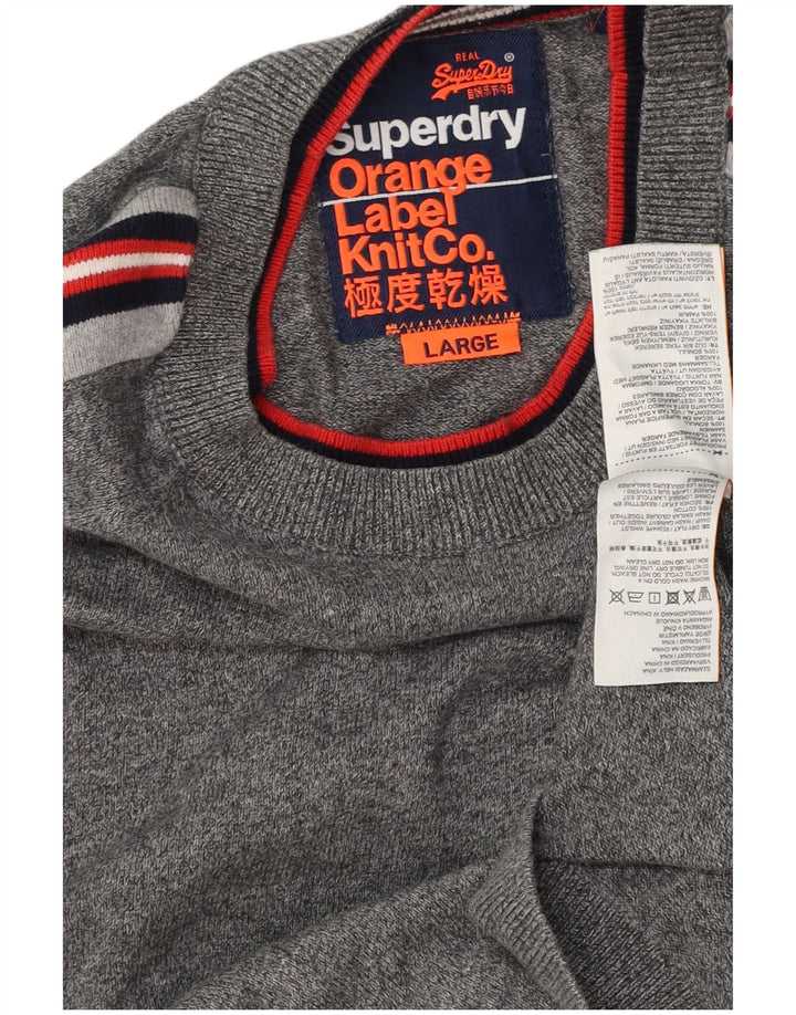 SUPERDRY ženski džemper s okruglim izrezom UK 16 Veliki sivi pamuk