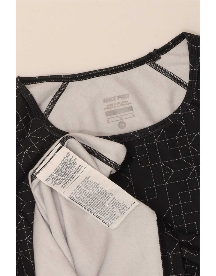 Ženska Dri Fit majica dugih rukava Nike UK 12 srednje crne geometrijske poliesterske hlače