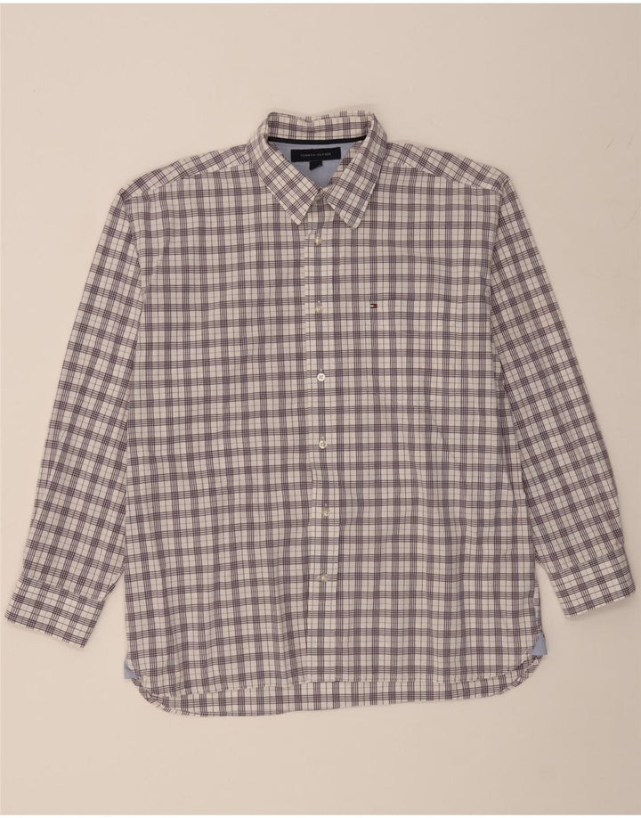 TOMMY HILFIGER Mens Shirt Large Purple Check Cotton Vintage Tommy Hilfiger and Second-Hand Tommy Hilfiger from Messina Hembry 