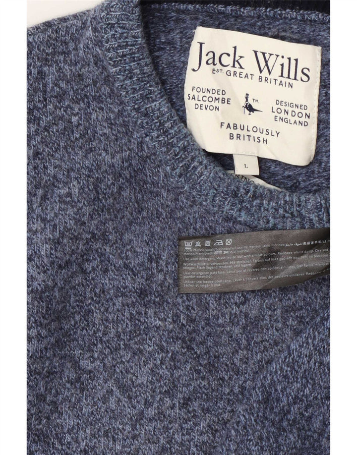 Jack Wills, muški džemper s okruglim izrezom, velika plava vunena pulover