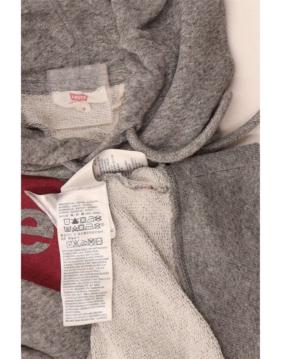 Levi's muška majica s kapuljačom s kapuljačom srednje sive boje s flekama