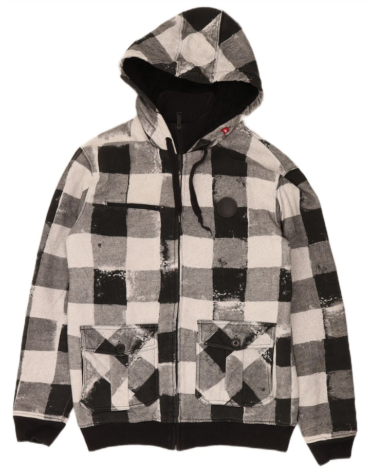 Quiksilver muški pulover s kapuljačom na patentni zatvarač srednje crne boje od gingham pamuka