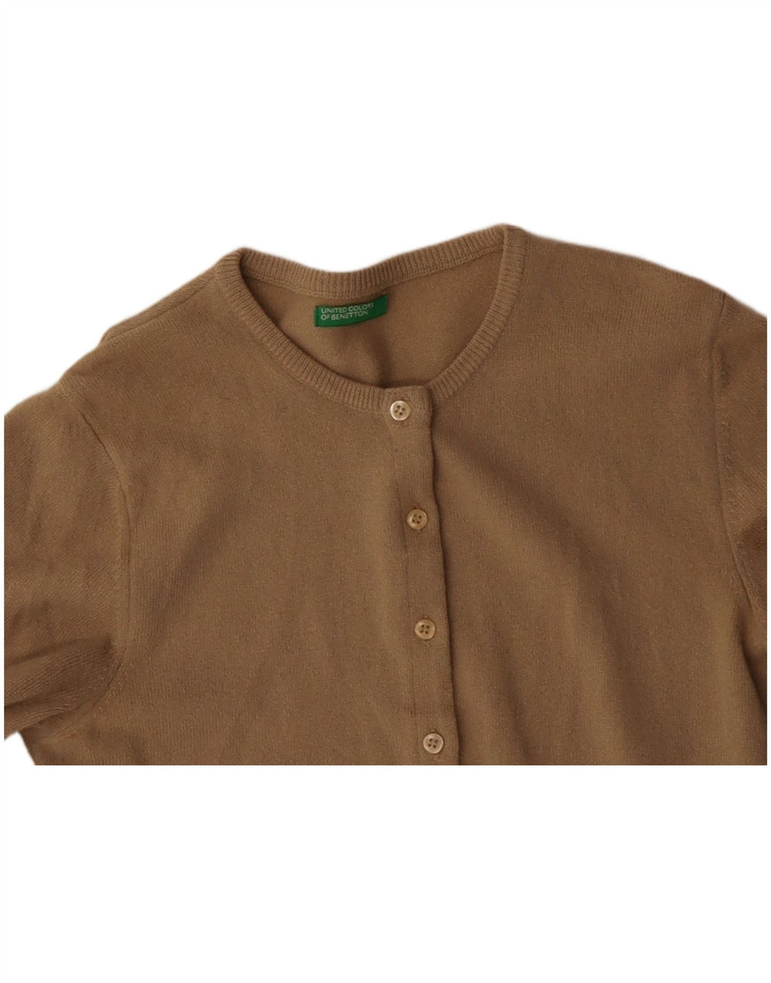 BENETTON ženski kardigan džemper UK 10 Mala bež djevičanska vuna