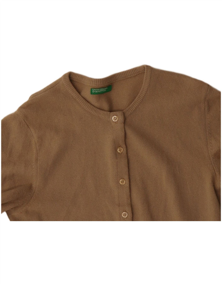 BENETTON ženski kardigan džemper UK 10 Mala bež djevičanska vuna