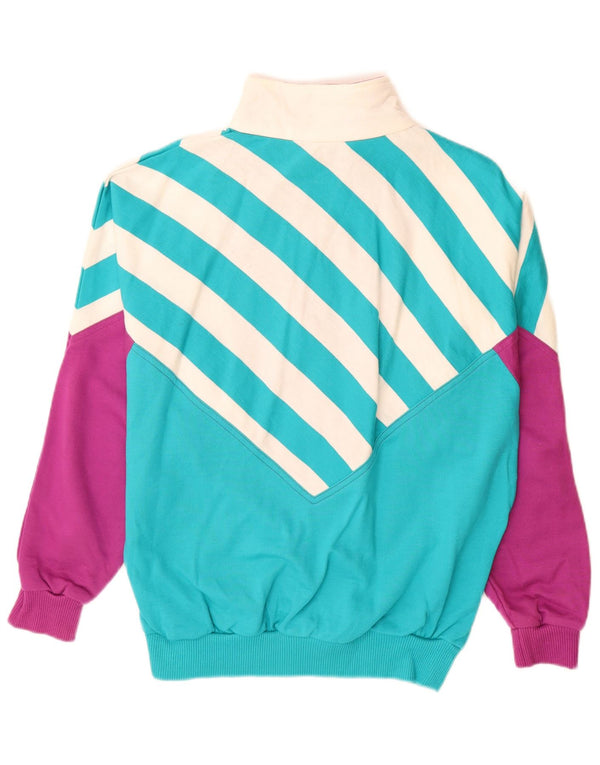 Vintage ženski džemper s grafičkim motivima UK 12 srednje plave boje