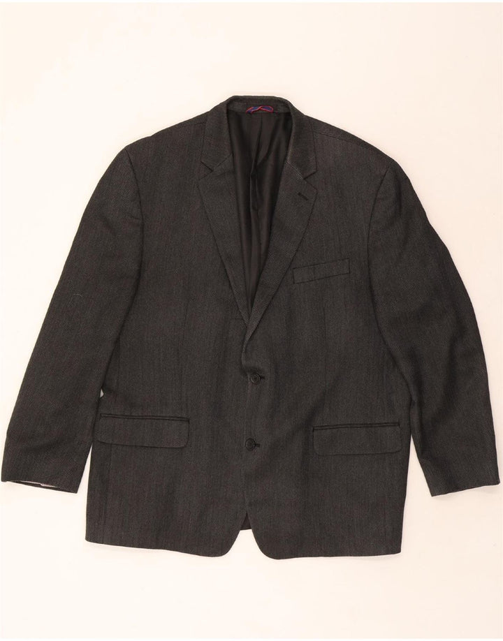 IZOD Mens 2 Button Blazer Jacket UK 40 Large Grey Herringbone Vintage Izod and Second-Hand Izod from Messina Hembry 