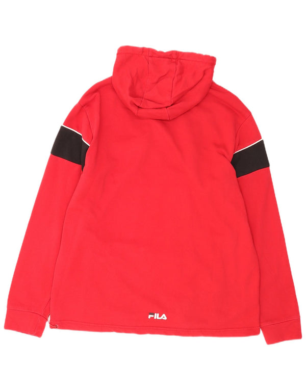 Fila Mens Graphic Hoodie Jumper Large Red Cotton
