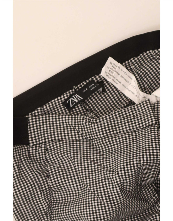Zara ženske uske skraćene hlače srednje veličine W28 L25 crna gingham viskoza