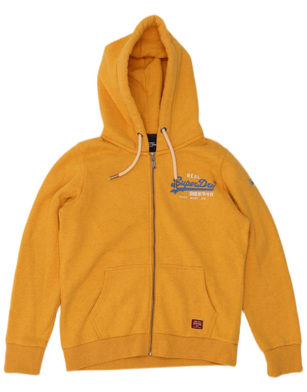 Superdry ženski pulover s kapuljačom s patentnim zatvaračem UK 14 Veliki žuti pamuk