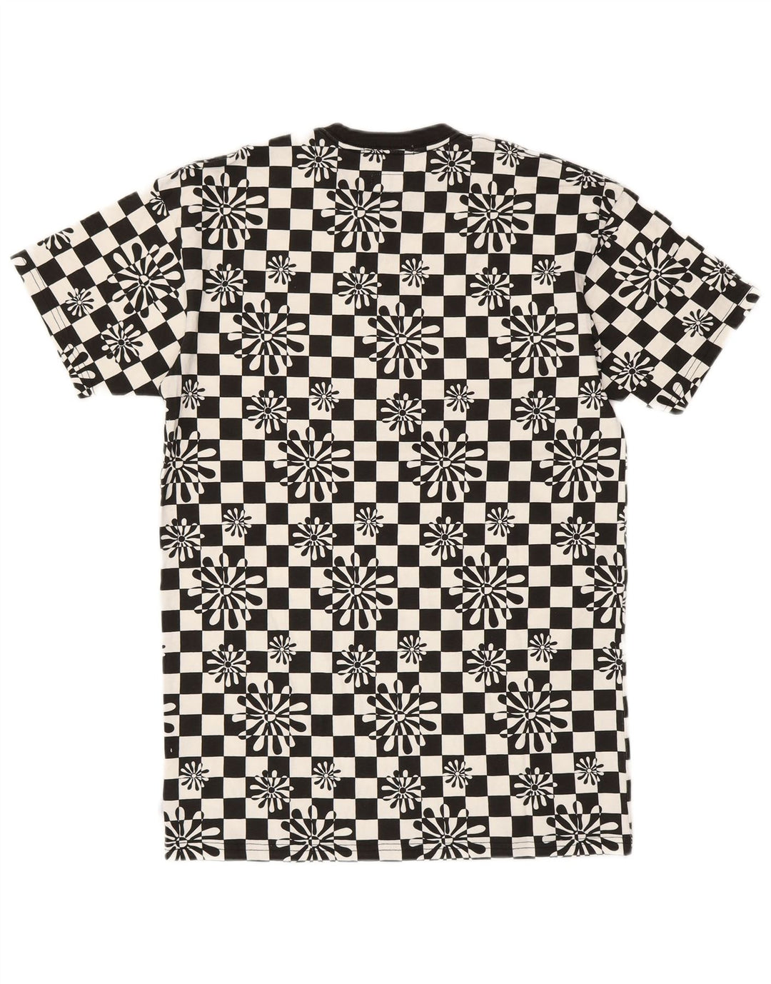 VANS ženska prevelika T-shirt haljina UK 2 2XS crni geometrijski pamuk