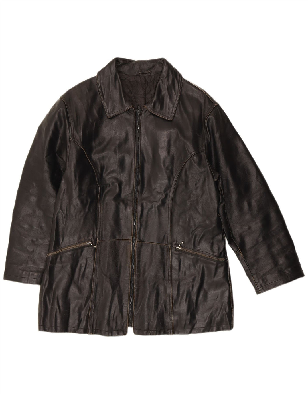 VINTAGE ženska kožna jakna IT 42 srednje crna koža