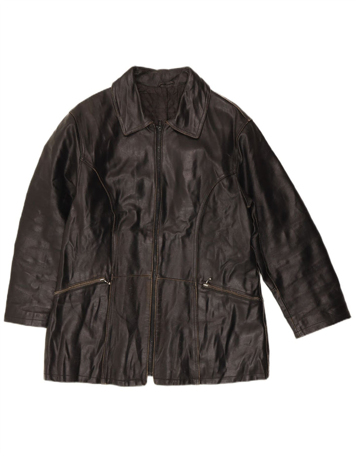 VINTAGE ženska kožna jakna IT 42 srednje crna koža