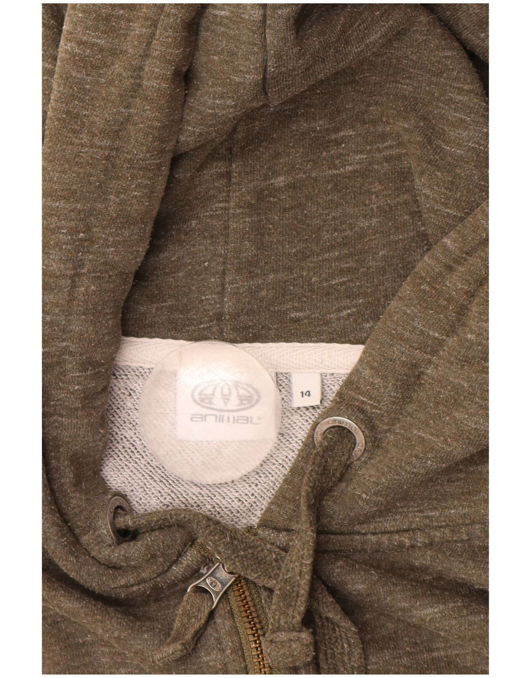 ANIMAL ženski pulover s kapuljačom na patentni zatvarač UK 14 Veliki kaki flekasti pamuk