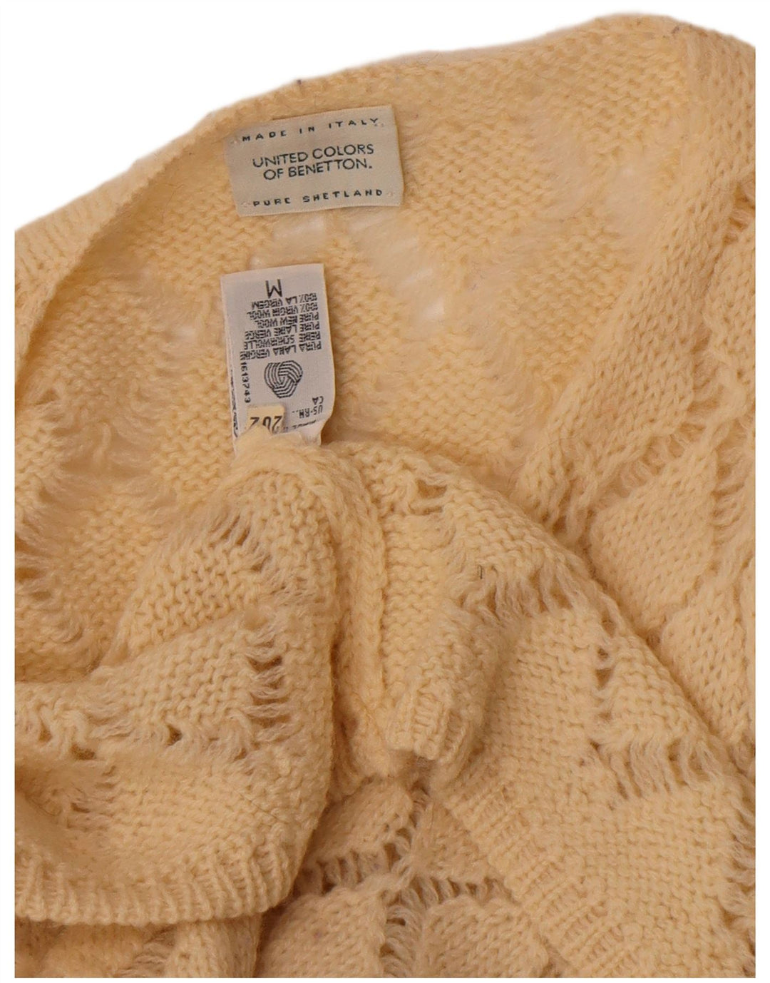 Benetton ženski kardigan pulover UK 14 Medium Off White Argyle/Diamond