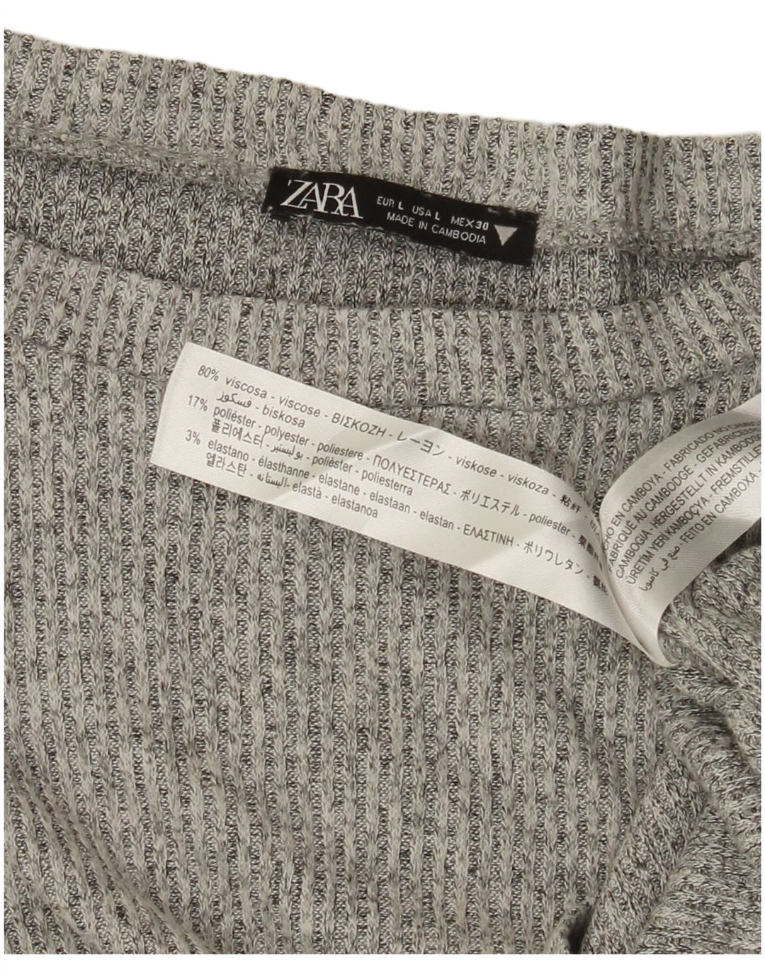 ZARA ženski pulover s kratkim izrezom UK 14 Velika siva viskoza