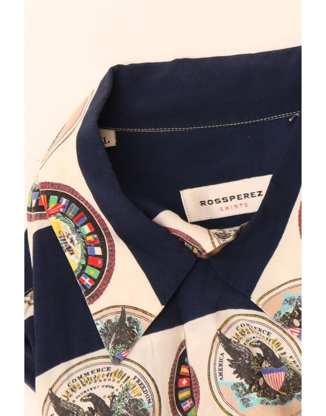 VINTAGE muška grafička majica kratkih rukava, velika tamnoplava prugasta viskoza