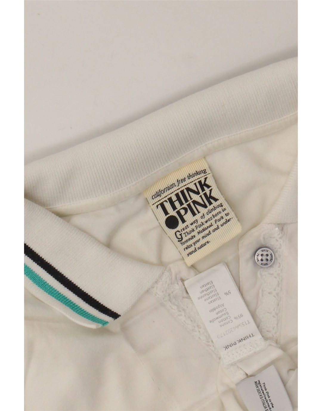 THINK PINK Ženska grafička polo majica UK 8 Mala bijela pamučna