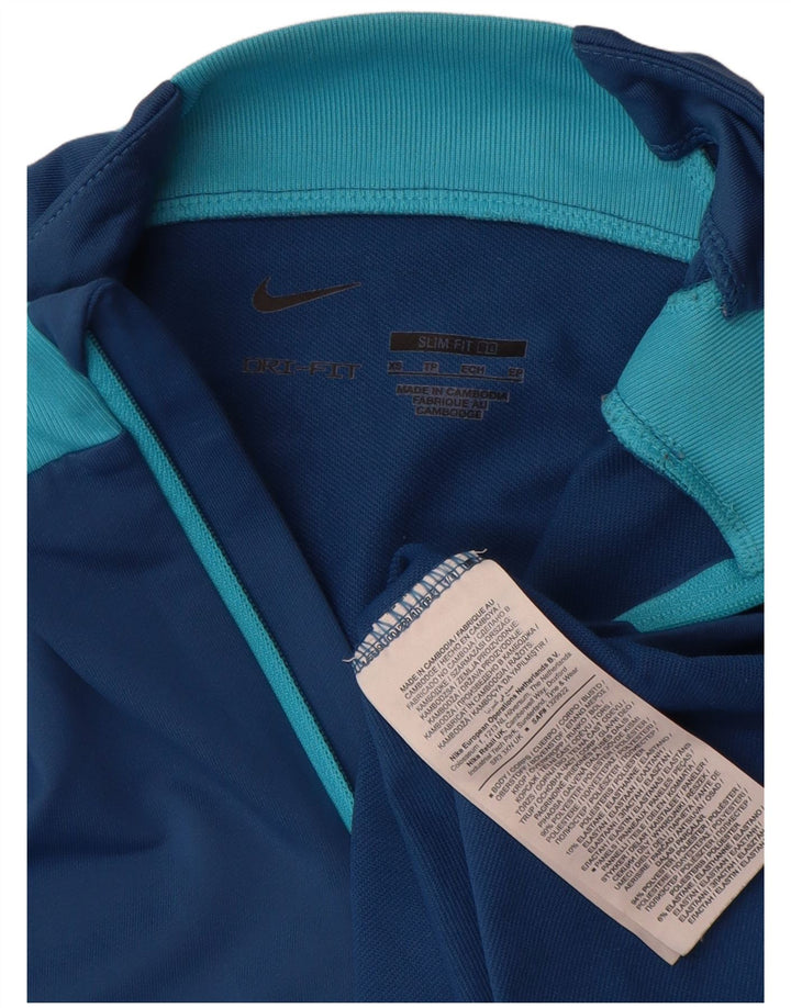 Nike Dri Fit Zip Neck Slim Pulover Trenirka Top XS Blue Geometric