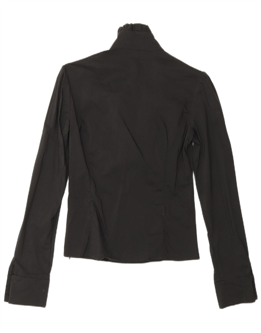 COVERI Ženski gornji dio bluze dugih rukava s volanima UK 10 Mali crni najlon