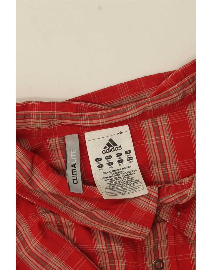 Adidas muška košulja kratkih rukava Climalite 2XL, crveni karirani poliamid