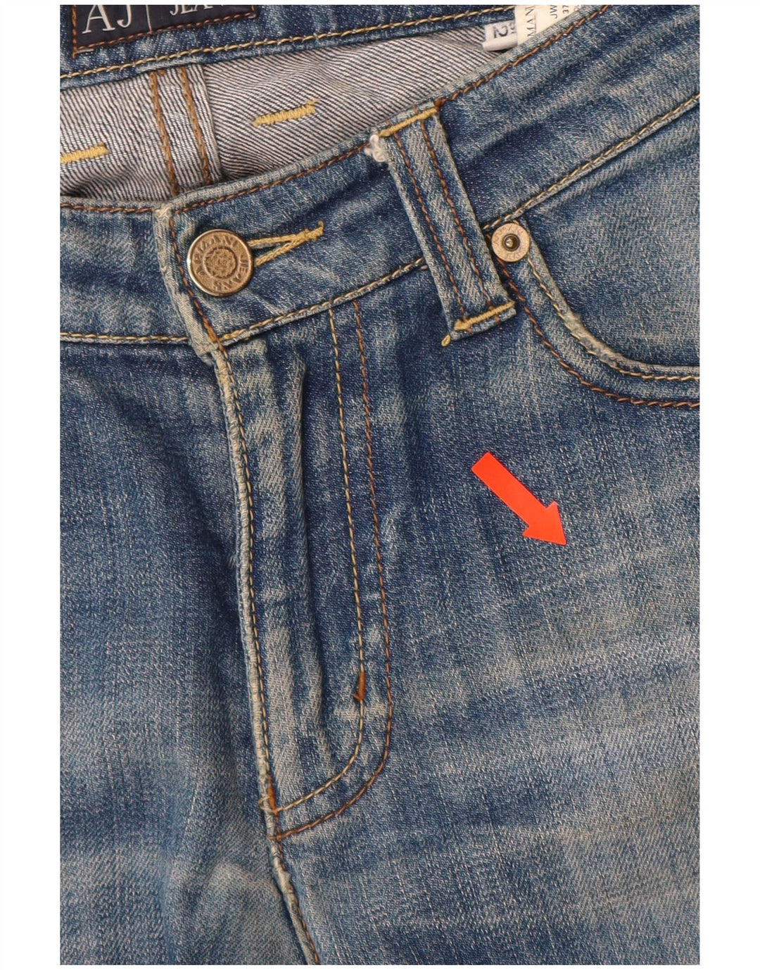 ARMANI Ženske indigo ravne traperice W27 L28 plavi pamuk