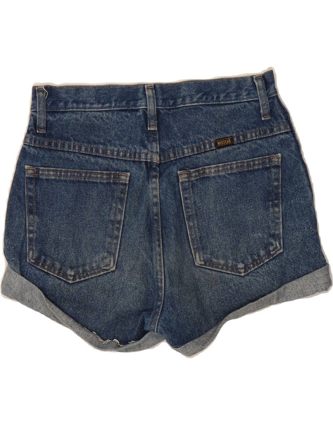 RUSTLER Womens High Waist Denim Shorts W30 Medium Blue Cotton Vintage Rustler and Second-Hand Rustler from Messina Hembry 