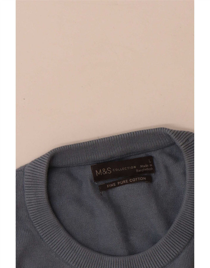 Marks & Spencer muški pulover s okruglim izrezom, veliki plavi pamuk