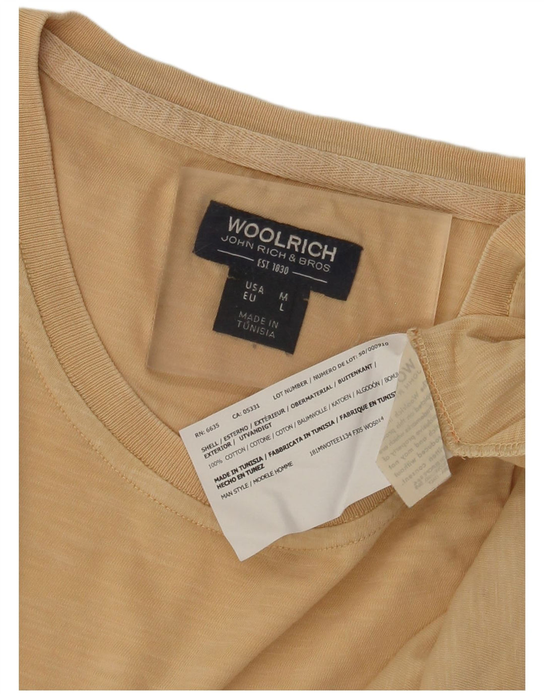 Woolrich Muška majica kratkih rukava s grafičkim motivima, veliki bež pamuk
