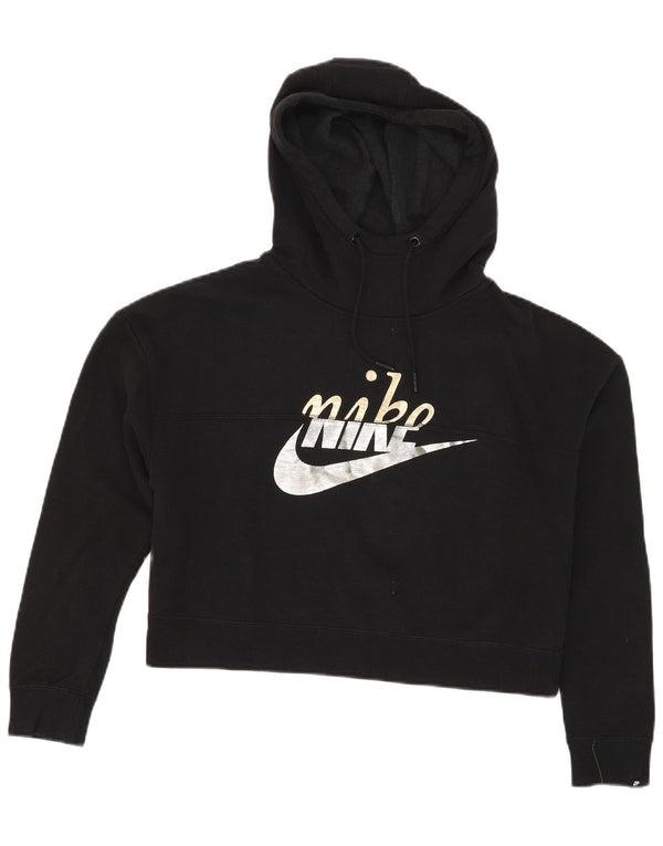 Nike ženska prekomjerna majica s kapuljačom s kapuljačom UK 10 mala crna pamučna