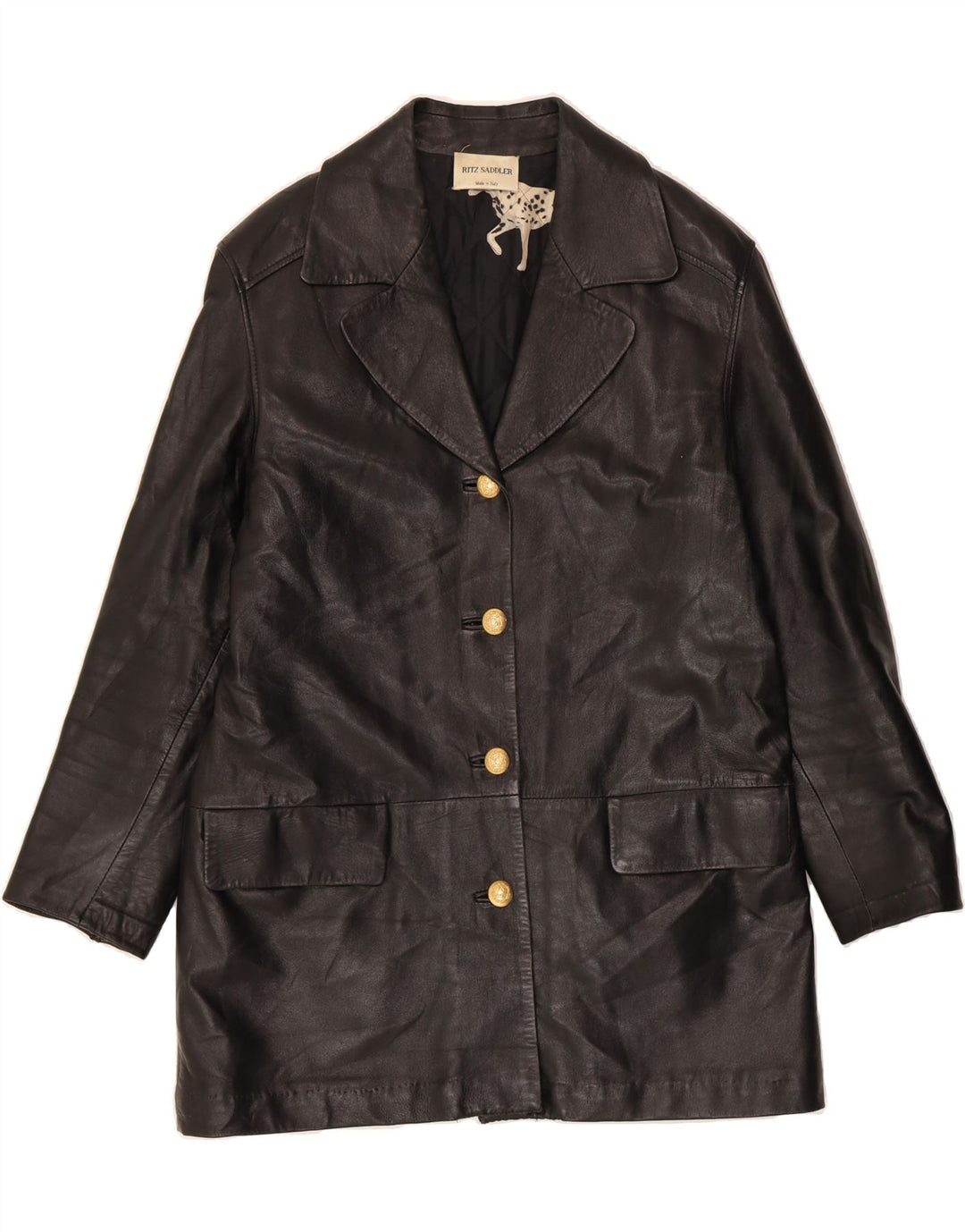 RITZ SADDLER Womens Leather Jacket IT 44 Medium Black Leather Vintage Ritz Saddler and Second-Hand Ritz Saddler from Messina Hembry 