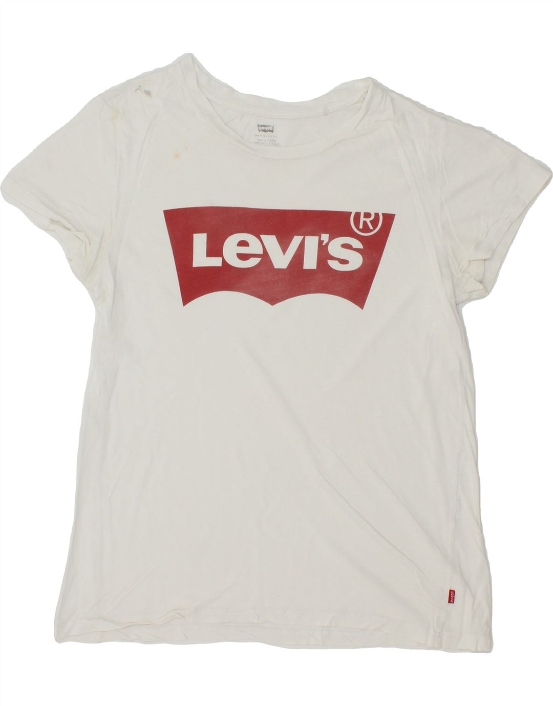 LEVI'S Womens Graphic T-Shirt Top UK 12 Medium White Vintage Levi's and Second-Hand Levi's from Messina Hembry 