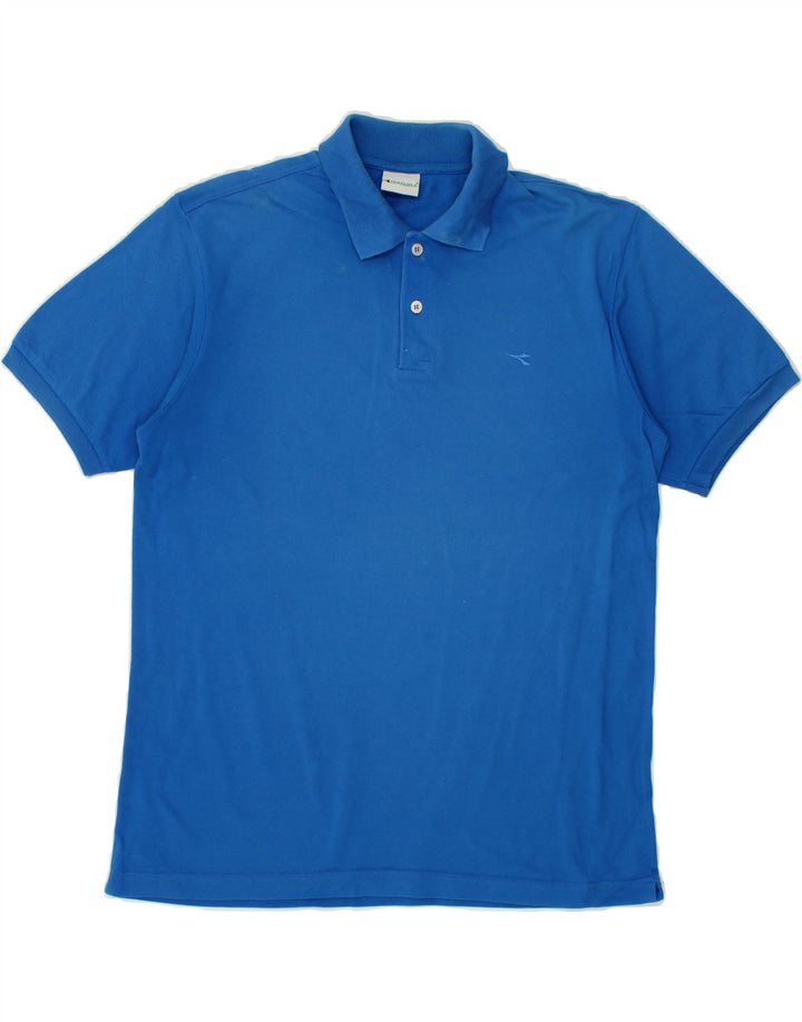 DIADORA Mens Polo Shirt Large Blue Cotton Vintage Diadora and Second-Hand Diadora from Messina Hembry 