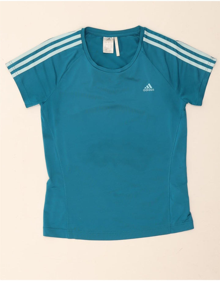 Adidas ženska majica kratkih rukava UK 12/14 srednje plavi poliester