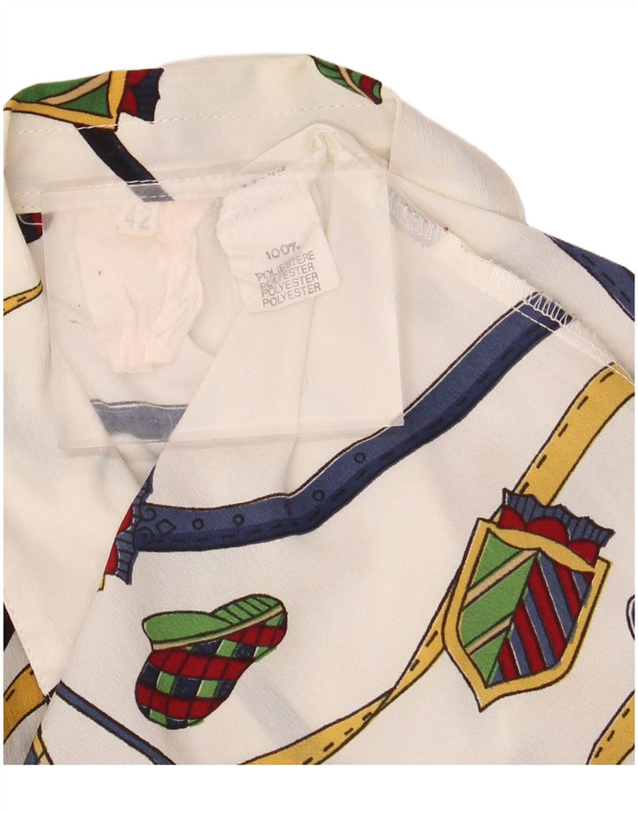 VINTAGE ženska prozirna košulja s apstraktnim uzorkom IT 42 Srednje bijela