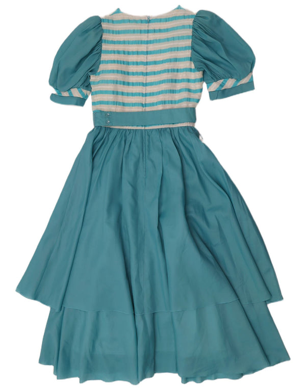 Vintage ženska maksi haljina IT 36 XS plavi prugasti poliester