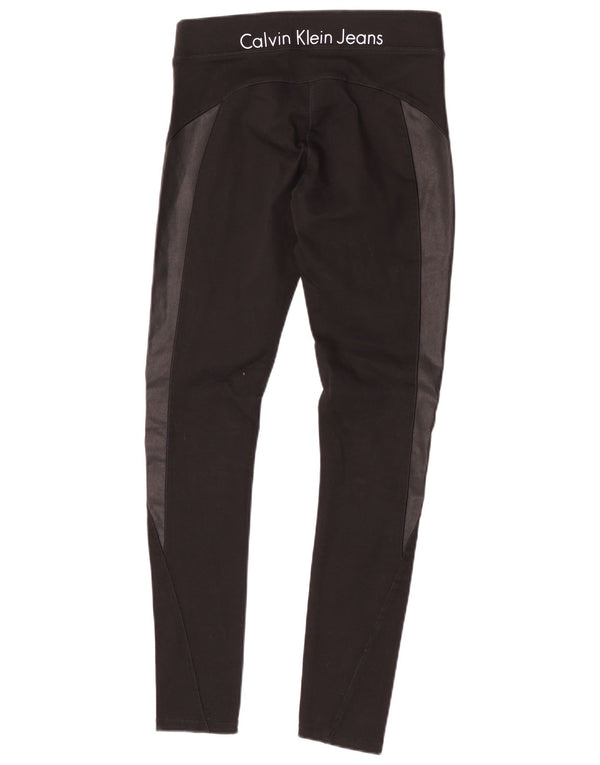 Calvin Klein Jeans Ženske Graphic Leggings UK 10 Small Black Colourblock