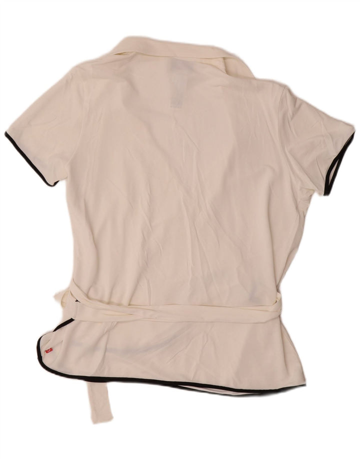 MARINA RINALDI Ženska bluza kratkih rukava s omotom UK 14 Srednje bijela