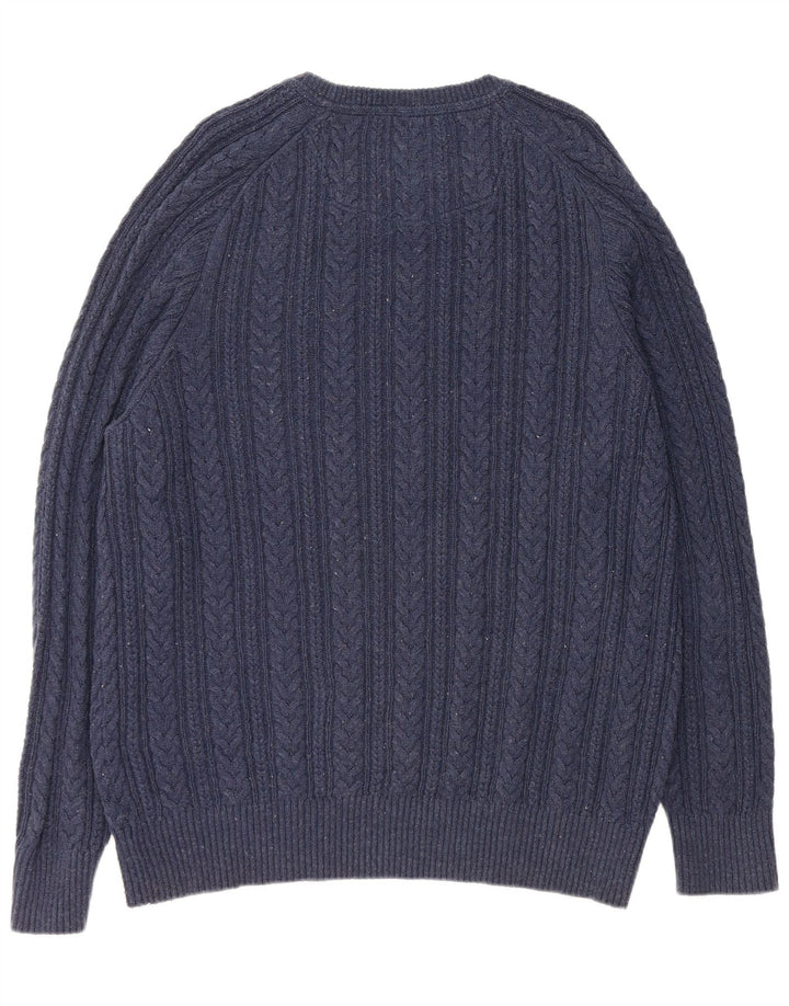 FAT FACE Muški pulover s lađastim izrezom XL tamnoplavi flekasti pamuk