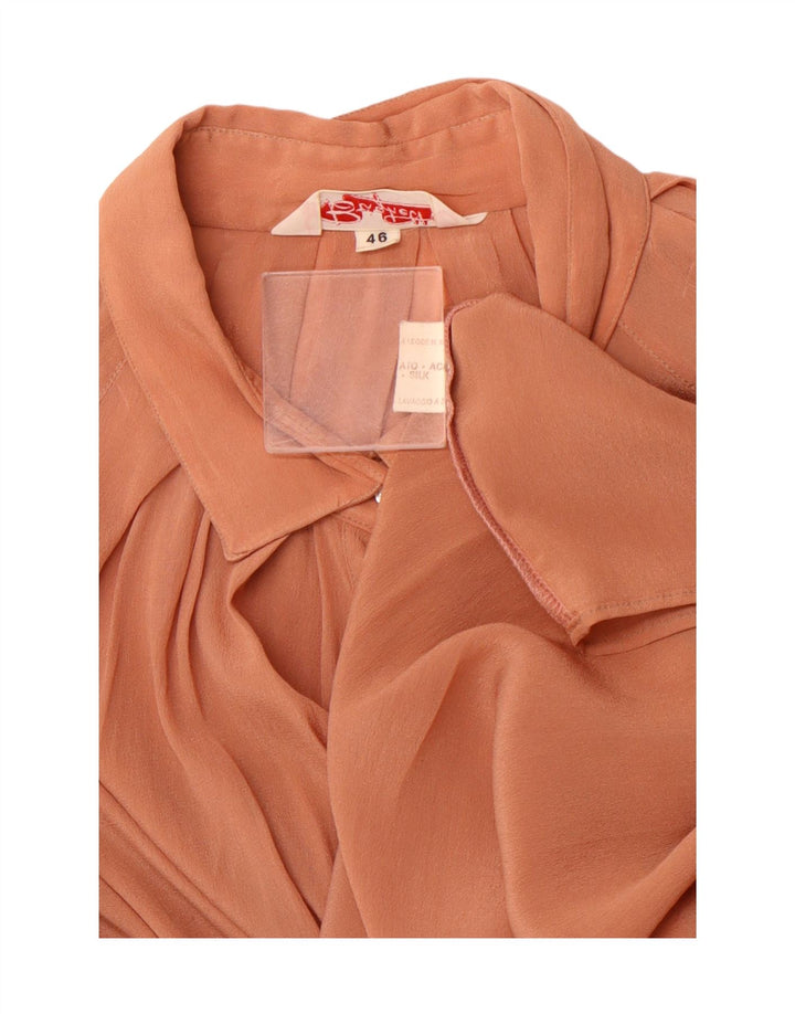 VINTAGE Ženska široka košulja bluza dugih rukava IT 46 velika smeđa