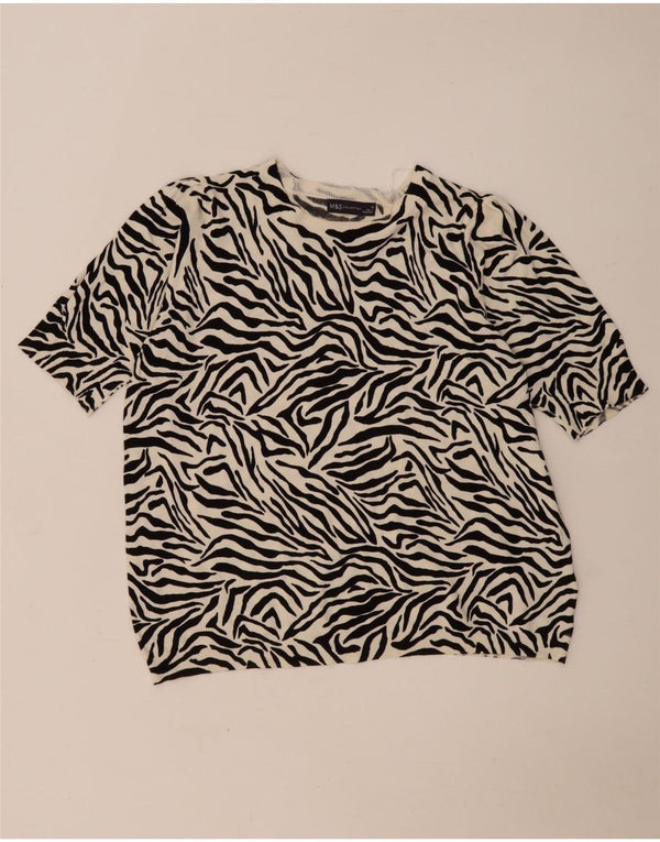 Marks & Spencer Top ženska bluza UK 18 XL sivo bijela, životinjski print, viskoza