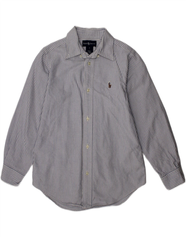 RALPH LAUREN Boys Shirt 6-7 Years Grey Striped Cotton